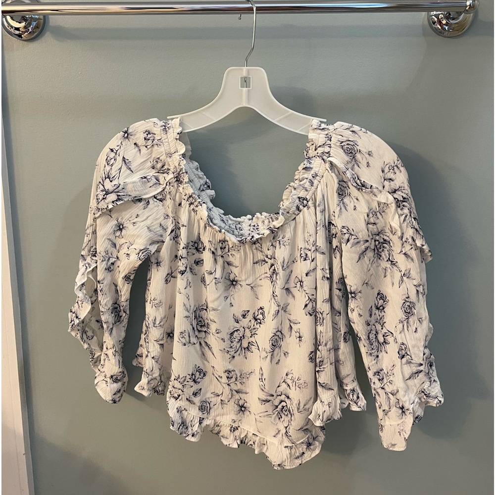 AMERICAN EAGLE OUTFITTERS Blouse, Blue and White, Size S